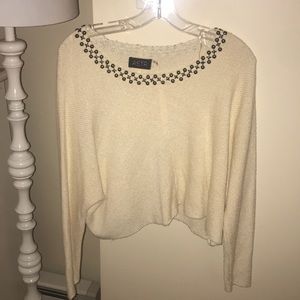 Cropped studded sweater